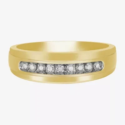 Mens 7MM 1/4 CT. T.W. Natural White Diamond 10K Gold Wedding Band