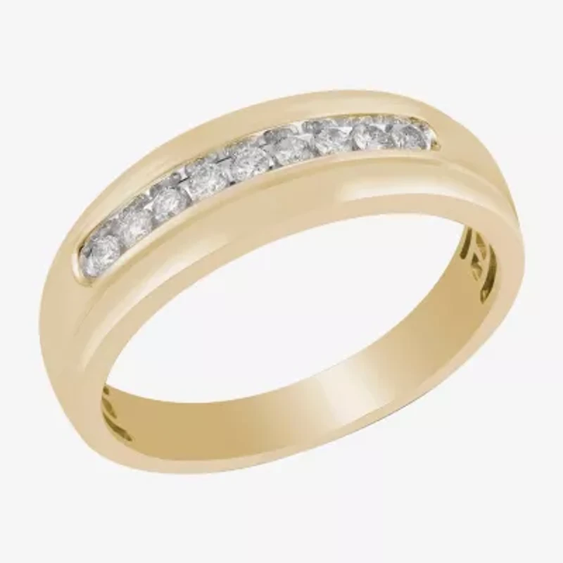 Mens 7MM 1/4 CT. T.W. Natural White Diamond 10K Gold Wedding Band
