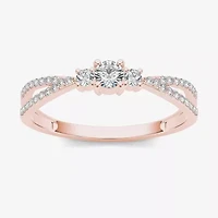 1/ CT.T.W. Natural Diamond 10K Rose Gold 3-Stone Engagement Ring