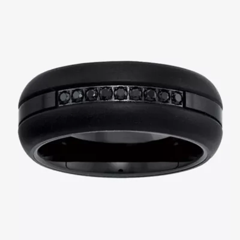 Mens 9M 1/5 CT. Natural Black Diamond Tungsten Wedding Band
