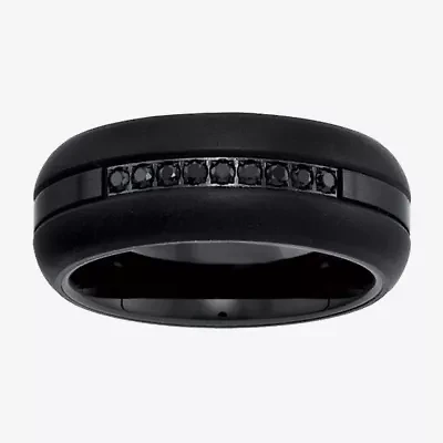 Mens 9M 1/5 CT. Natural Black Diamond Tungsten Wedding Band