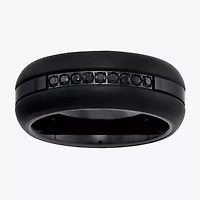 Mens 9M 1/5 CT. Natural Black Diamond Tungsten Wedding Band