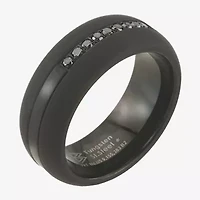 Mens 9M 1/5 CT. Natural Black Diamond Tungsten Wedding Band