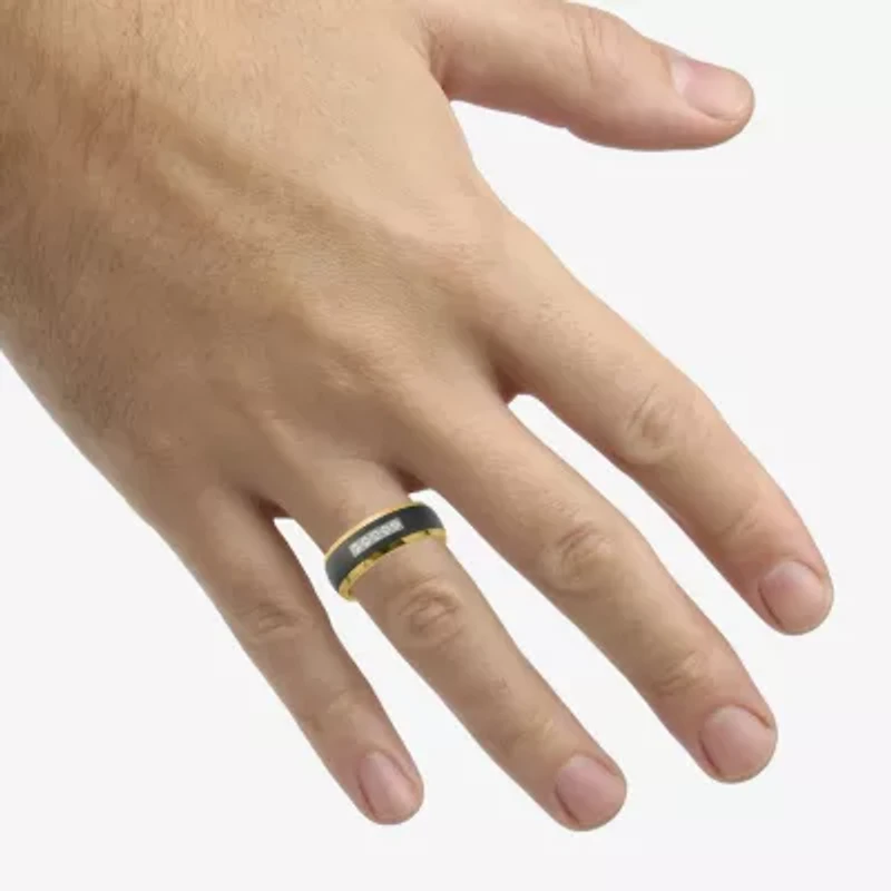 Mens 8MM 1/7 CT. T.W. Natural White Diamond Tungsten Wedding Band