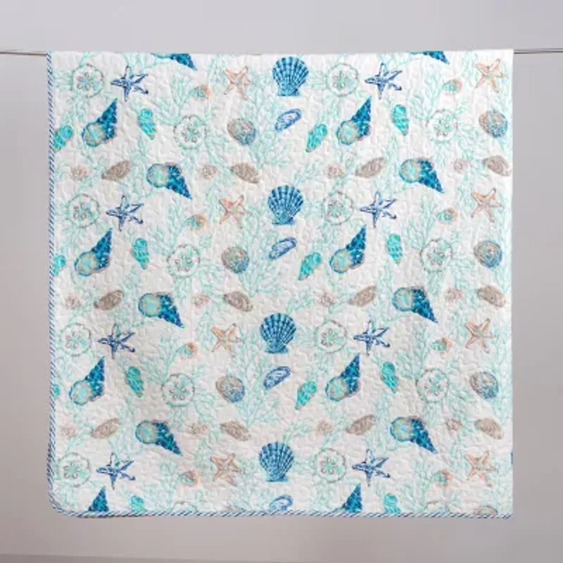 Linery Seashells Coastal Reversible Quilt Set