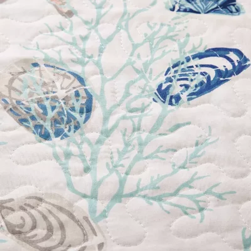 Linery Seashells Coastal Reversible Quilt Set