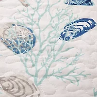 Linery Seashells Coastal Reversible Quilt Set