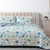 Linery Seashells Coastal Reversible Quilt Set