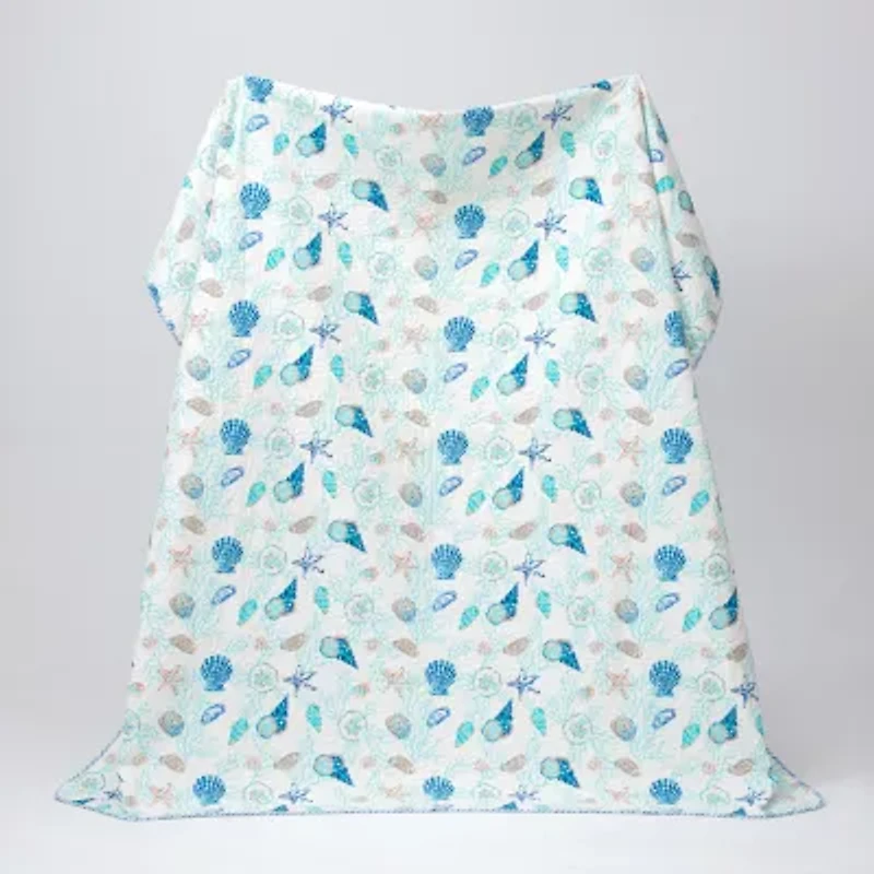 Linery Seashells Coastal Reversible Quilt Set