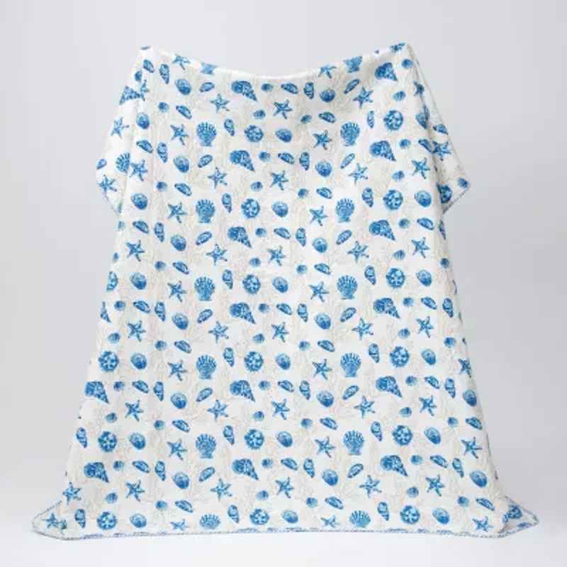 Linery Seashells Coastal Reversible Quilt Set