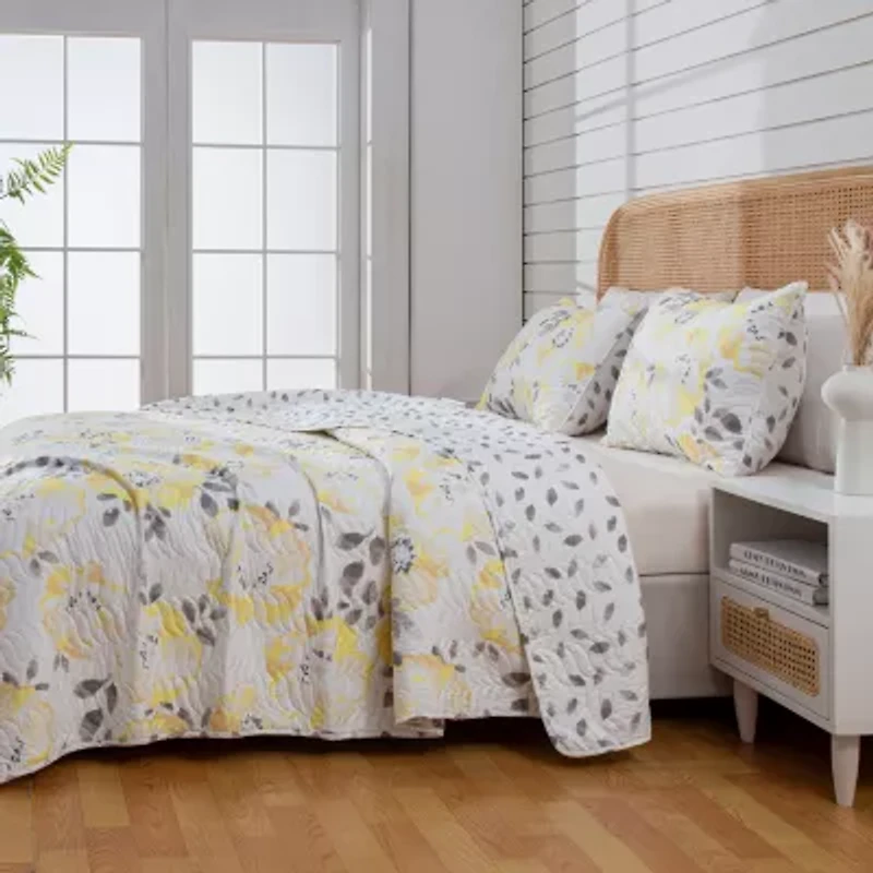 Linery Watercolor Flowers Reversible Quilt Set