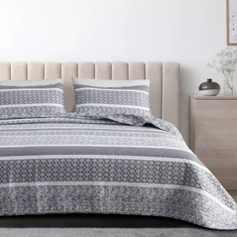 Linery Stripe Paisley Reversible Quilt Set