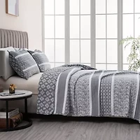 Linery Stripe Paisley Reversible Quilt Set