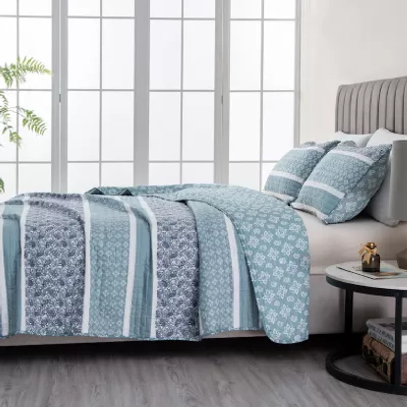 Linery Stripe Paisley Reversible Quilt Set