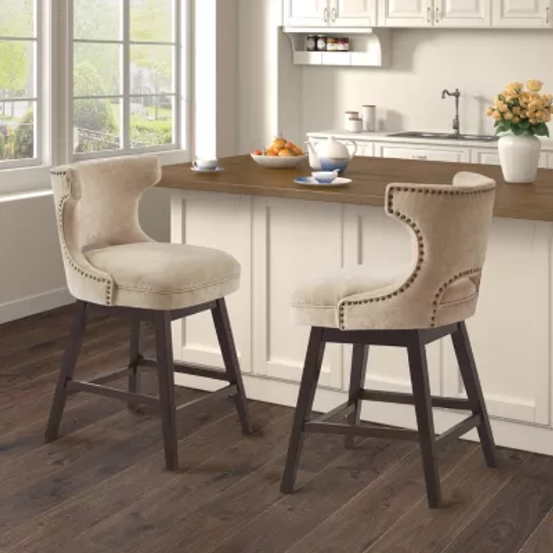 Madison Park Janet Counter Height Upholstered Swivel Bar Stool