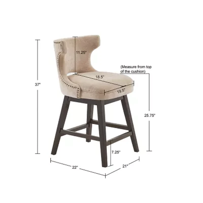 Madison Park Janet Counter Height Upholstered Swivel Bar Stool