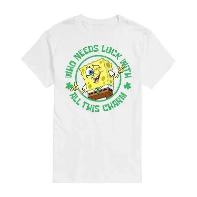 Mens Short Sleeve St. Patrick's Day Spongebob Graphic T-Shirt