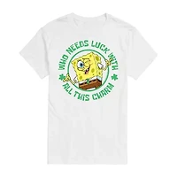 Mens Short Sleeve St. Patrick's Day Spongebob Graphic T-Shirt