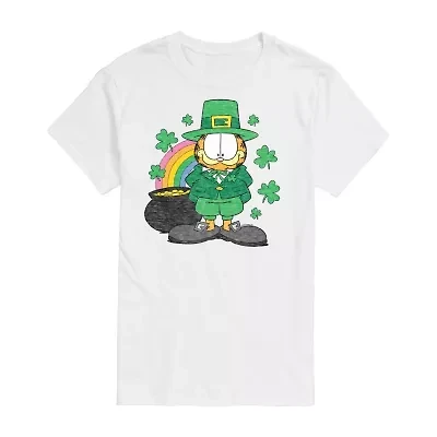 Mens Short Sleeve St. Patrick's Day Garfield Graphic T-Shirt