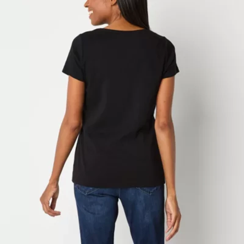 St. John's Bay Womens Crew Neck Short Sleeve T-Shirt