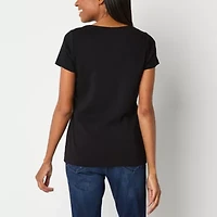 St. John's Bay Womens Crew Neck Short Sleeve T-Shirt