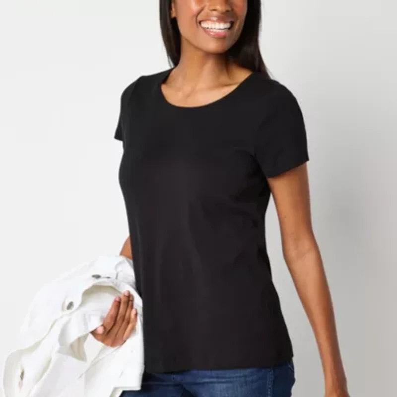 St. John's Bay Womens Crew Neck Short Sleeve T-Shirt