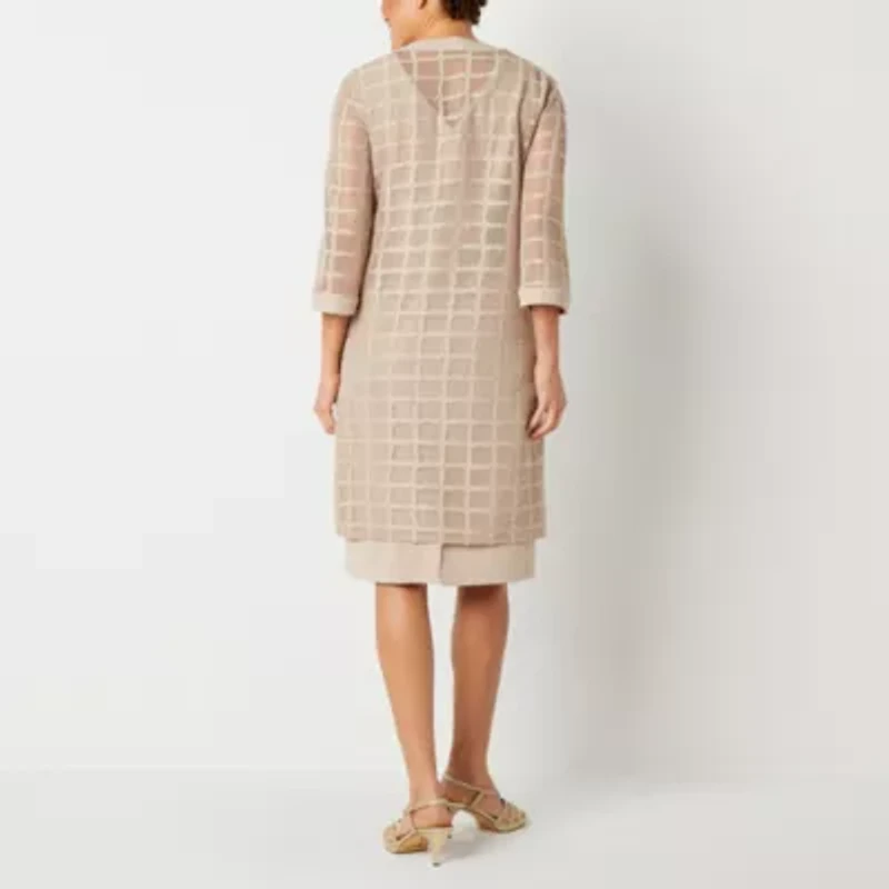 Maya Brooke Womens Windowpane Jacket Dress