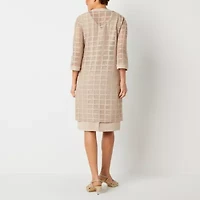 Maya Brooke Womens Windowpane Jacket Dress