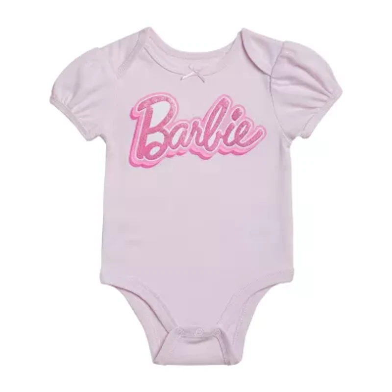 Baby Girls Barbie Crew Neck Short Sleeve Bodysuit