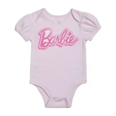 Baby Girls Barbie Crew Neck Short Sleeve Bodysuit