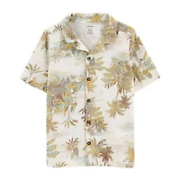 Carter's Little & Big Kid Boys Short Sleeve Fitted Regular Fit Button-Down Shirt