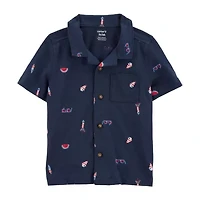 Carter's Americana Toddler Boys Short Sleeve Fitted Regular Fit Button-Down Shirt