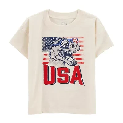 Carter's Americana Toddler Boys Round Neck Short Sleeve Flag Regular Fit Graphic T-Shirt