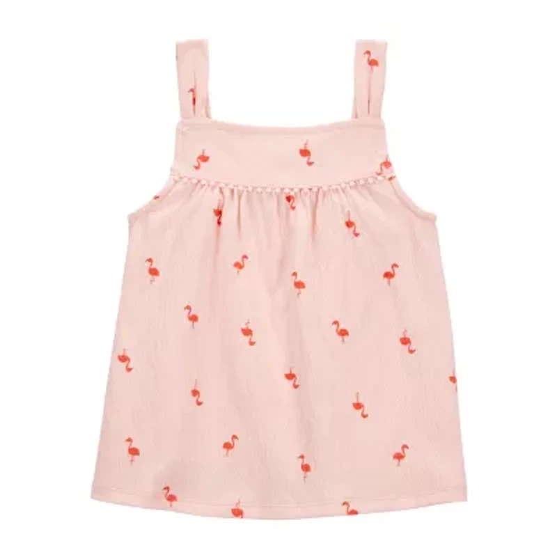 Carter's Flamingo Toddler Girls Square Neck Sleeveless Tank Top