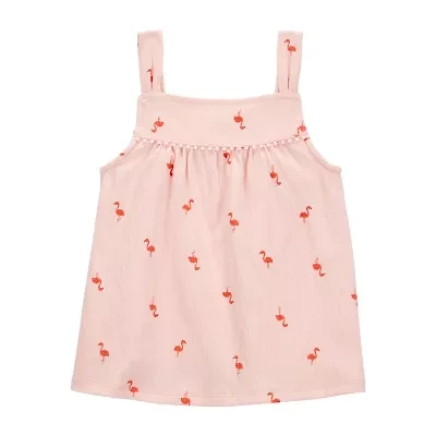 Carter's Flamingo Toddler Girls Square Neck Sleeveless Tank Top