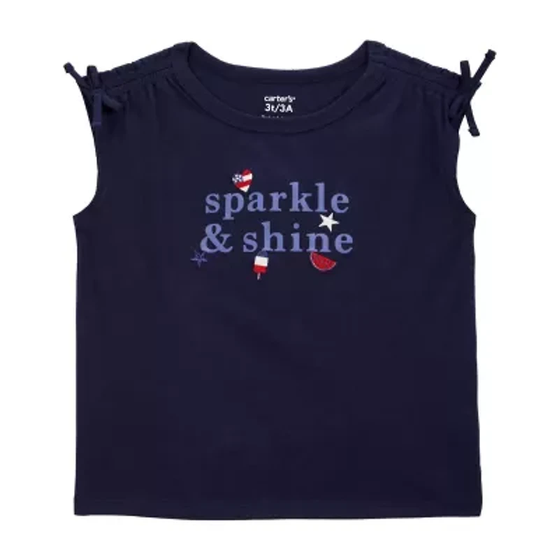 Carter's Americana Toddler Girls Round Neck Short Sleeve Regular Fit Graphic T-Shirt