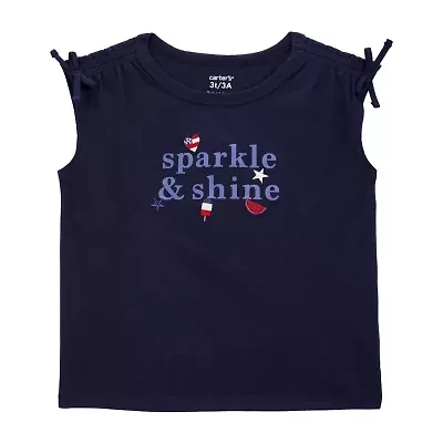 Carter's Americana Toddler Girls Round Neck Short Sleeve Regular Fit Graphic T-Shirt
