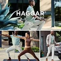 Haggar Sport Travel Performance Mens Comfort Waistband Straight Fit Flat Front Pant