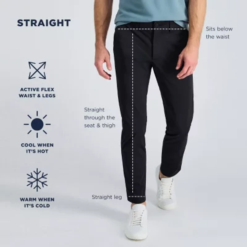 Haggar Sport Travel Performance Mens Comfort Waistband Straight Fit Flat Front Pant