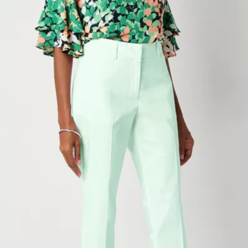 Liz Claiborne Emma Cotton Sateen Womens Ankle Mid Rise Pant