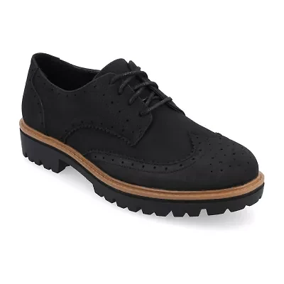 Journee Collection Claudiya Womens Almond Oxford Shoes Wide Width