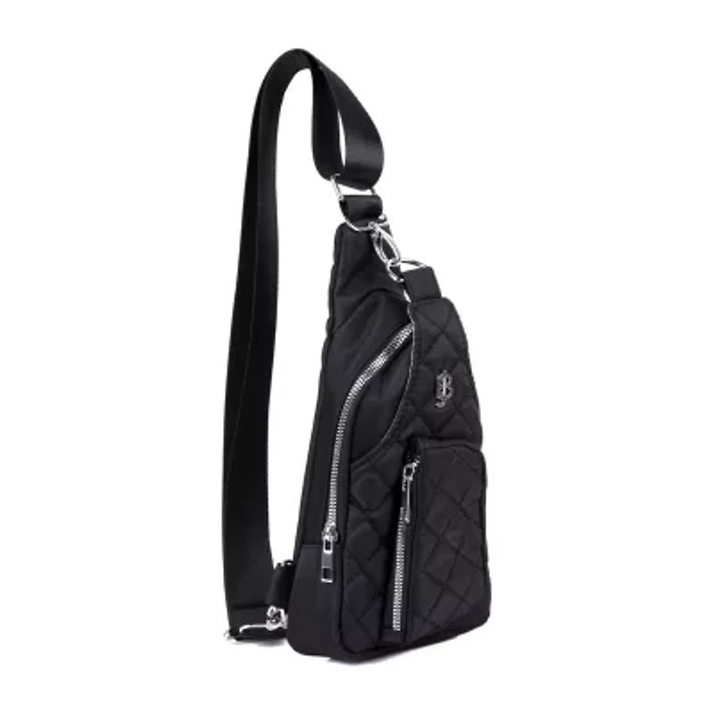 Julia Buxton Nylon Quilted Sling Womens Adjustable Straps Backpack