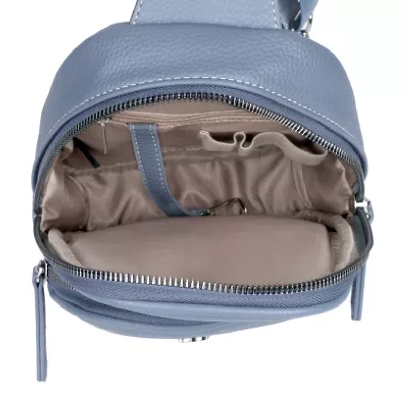 Julia Buxton Sling Vegan Leather Womens Adjustable Straps Backpack