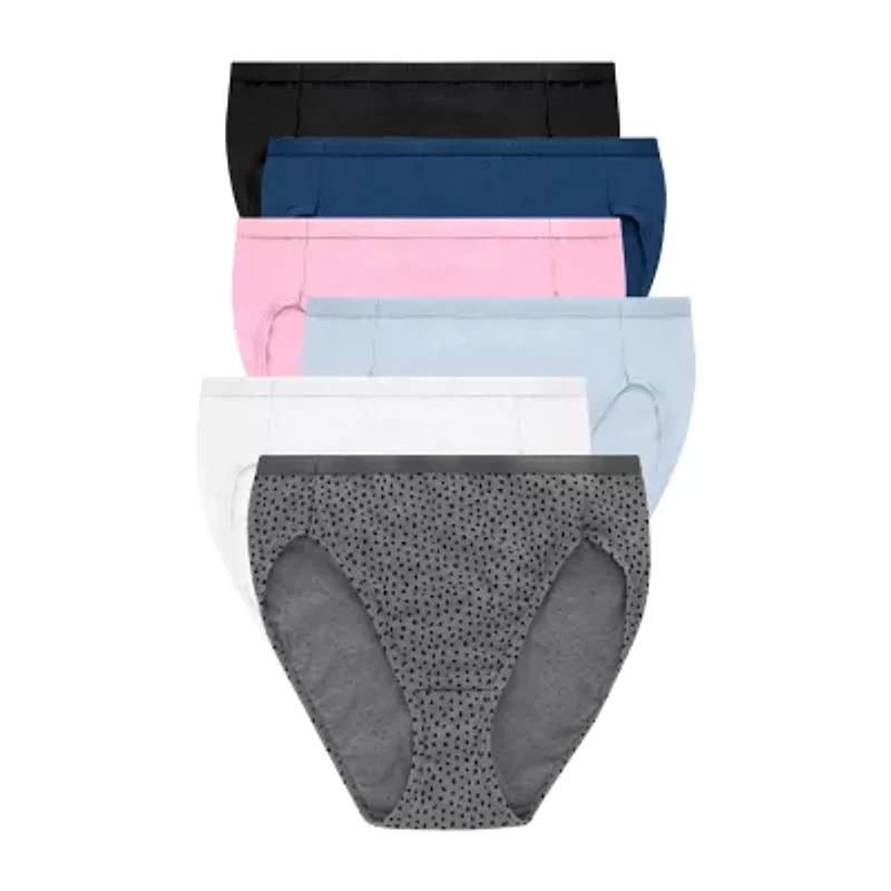 Hanes Ultimate™ Cool Comfort™ Cotton Ultra Soft Womens Average + Full Figure 6 Pack Cooling Multi-Pack High Cut Panty 43h6cc