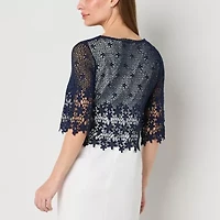 Rabbit Design Womens V Neck Short Sleeve Bordered Shrug