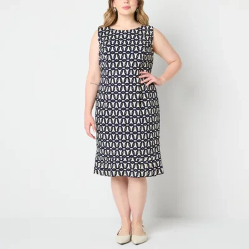 Maya Brooke Womens Jacket Dress Plus