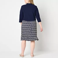 Maya Brooke Womens Jacket Dress Plus