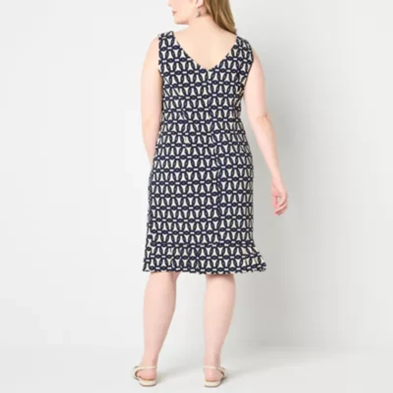 Maya Brooke Womens Jacket Dress Plus