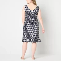 Maya Brooke Womens Jacket Dress Plus