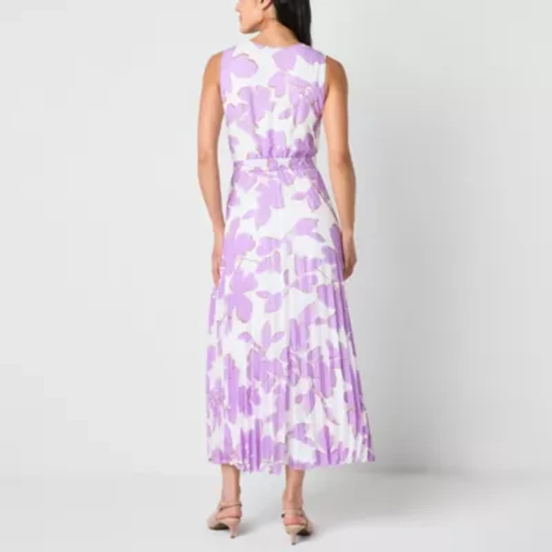 Studio 1 Womens Petite Sleeveless Floral Maxi Dress